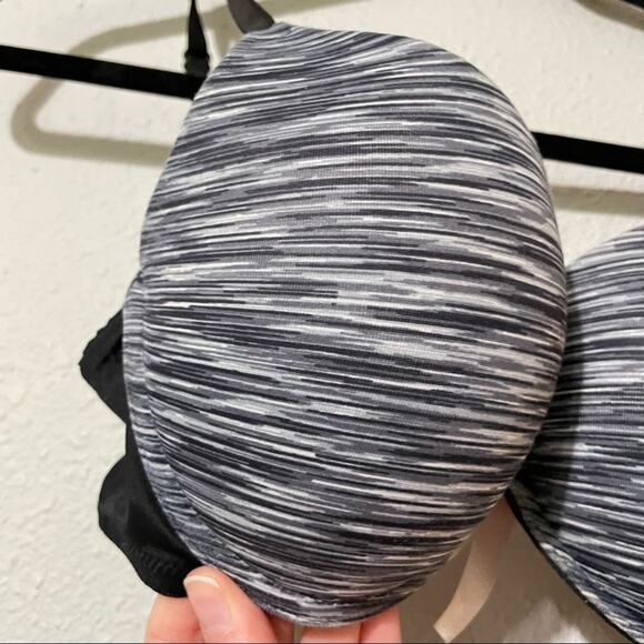 Victoria Secret Pink Black & White Heathered Push Up Bra Womens 34C Underwire - Picture 3 of 7